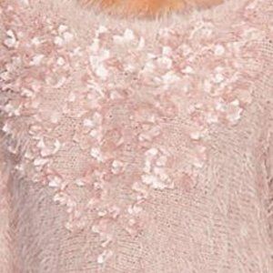 NEW Pretty Pink Embroidered Sweater, Pink Color, Women's Size PXL